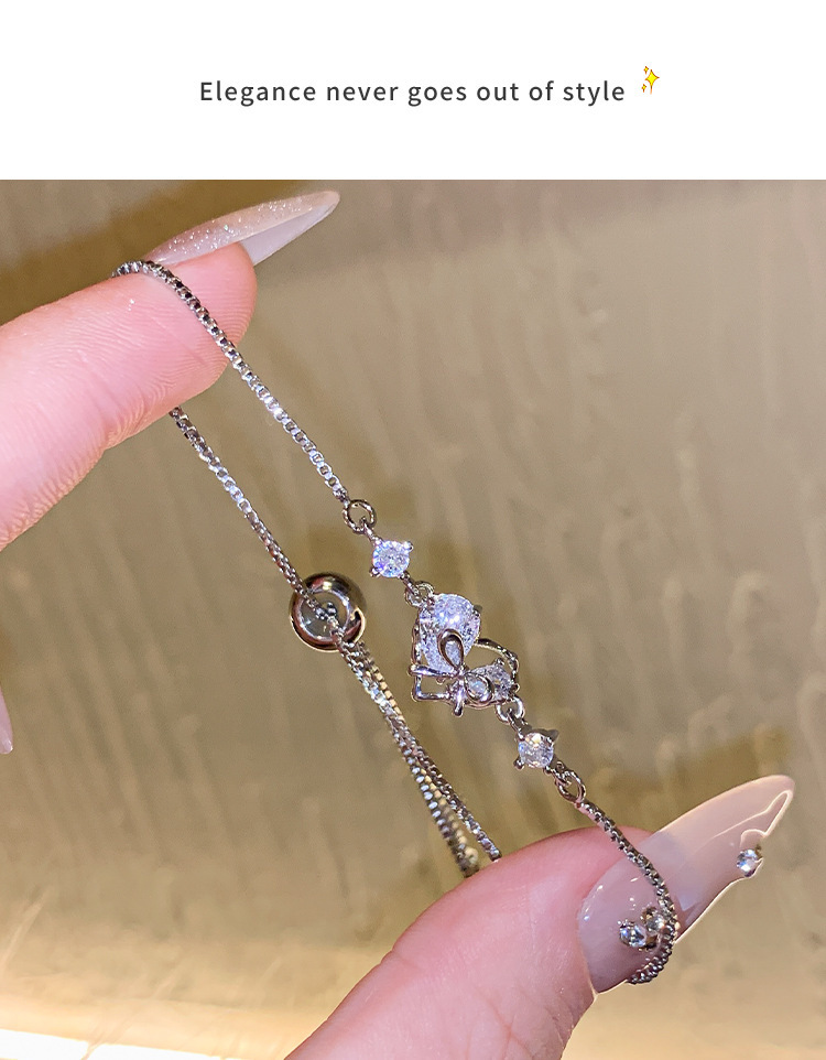 Wholesale of 2024 new asymmetrical diamond-encrusted heart-shaped bracelet for women, a fashionable, niche and high-end pull handle bracelet pic 30