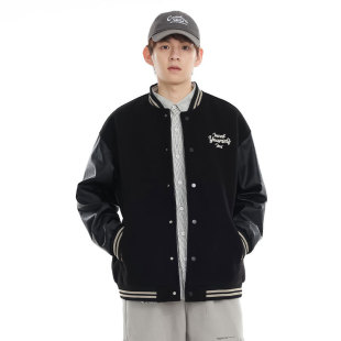 American Classic Baseball Suit Jacket Men's Autumn New Loose plus size Trendy Color-block Aviator Jacket Top