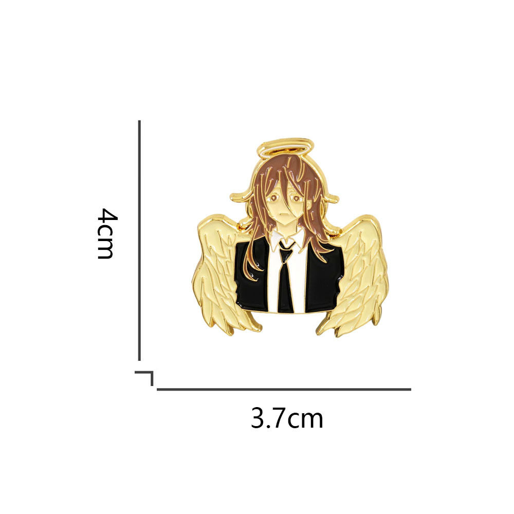 Chainsaw Man Angel Demon Enamel Brooch Denji Power Fan Art Metal Badge Anime Backpack Decoration Pin