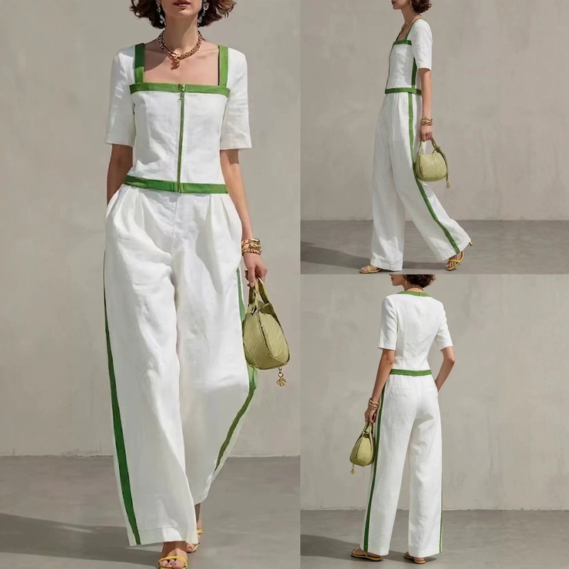 2026 New European and American Amazon Y2 Cross-Border Women's Summer Fashion Casual Wide-Leg Pants Two-Piece Set 2026 New European and American Amazon Y2 Cross-Border Women's Summer Fashion Casual Wide-Leg Pants Two-Piece Set