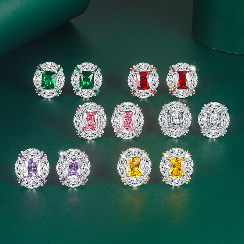 Fashion Water Droplets Copper Inlay Zircon Ear Studs 1 Pair