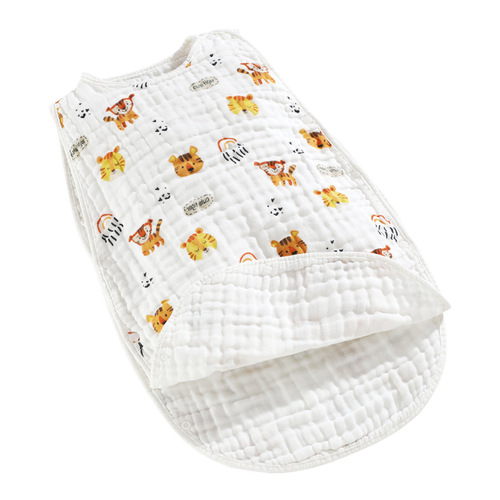 秋冬婴儿睡袋儿童纯棉纱布防踢被背心式a类睡袋空调房襁褓抱被