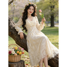 宫廷风法式日常领证登记过生日蕾丝小洋装礼服内搭打底加绒连衣裙