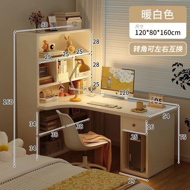 Corner Desk with Bookcase Home Computer Desk Bedroom Student Corner Corner Desk Writing Desk Study Desk