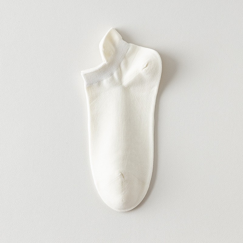 Calcetines de barco de algodón de color sólido calcetines de mujer 100 calcetines de algodón anti-boleta primavera y verano absorción de sudor transpirable sin hueso calcetines de algodón invisibles