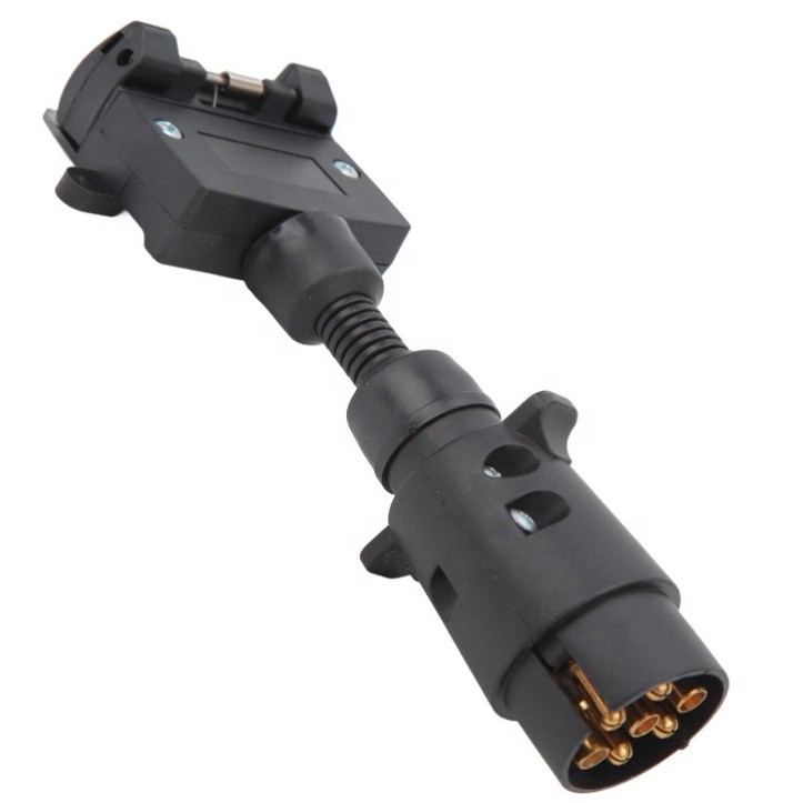 欧洲7针大圆插头至澳大利亚7针扁平插座拖车适配器7路拖车连接器