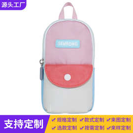 定制幼儿园儿童笔袋时尚马卡龙拼接色马克笔包韩版可直立式文具袋