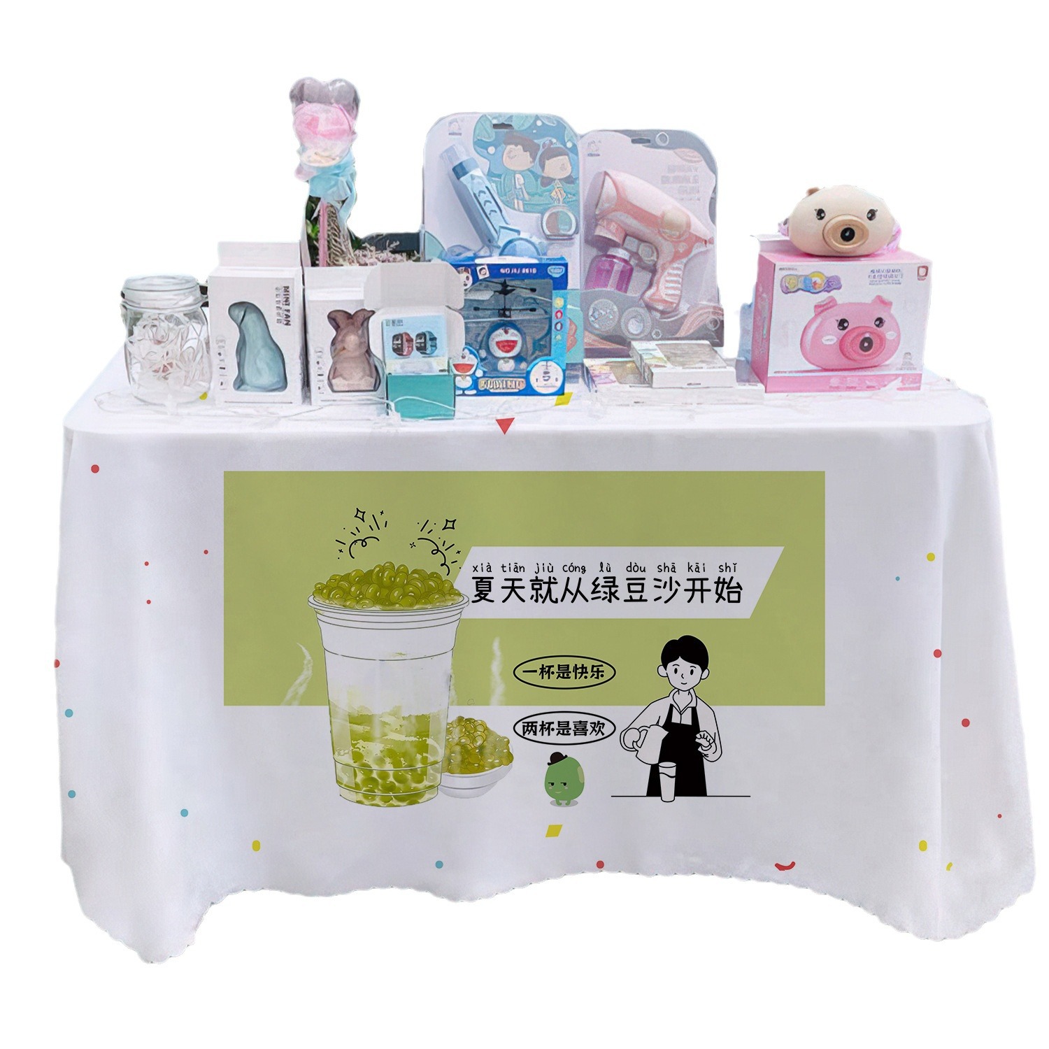 Mesa de arena de frijoles verdes, mesa de publicidad, mesa de mesa