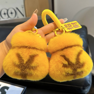 Cute Rex Rabbit Fur Lucky Money Bag Car Keychain Pendant Rich Gold Bag Creative Gift Niche Pendant