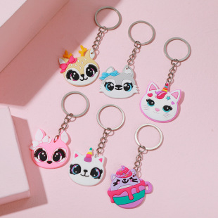Cross-Border Cartoon Cute Cat Keychain Pvc Soft Rubber Meow Keychain Key Chain Car Pendant Accessories