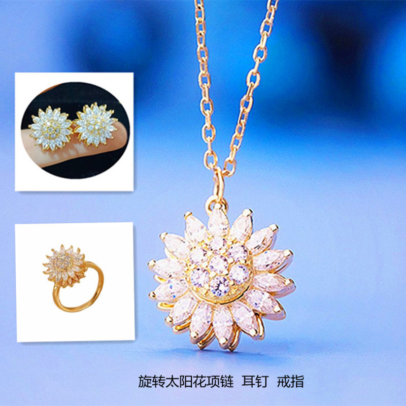 10g Weight Copper, Zircon Pendant Material Zircon Inlay Material Necklace Classification 201 Stainless Steel Chain Material Titanium Steel Simple Style Fashion Plating Flowers Flower Zircon Necklace