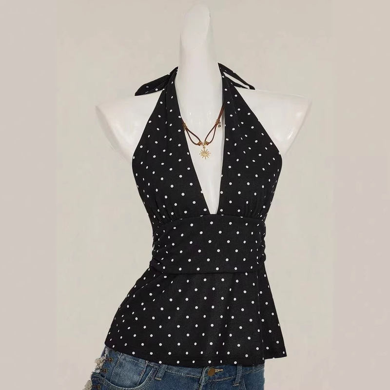 Cross-Border Foreign Trade Hot-Selling Summer Halter Neck Tank Top with Deep Backless Design, Sexy Spaghetti Straps, Waist-Cinching, Elegant and Stylish Top in Plus Size Cross-Border Foreign Trade Hot-Selling Summer Halter Neck Tank Top with Deep Backless Design, Sexy Spaghetti Straps, Waist-Cinching, Elegant and Stylish Top in Plus Size