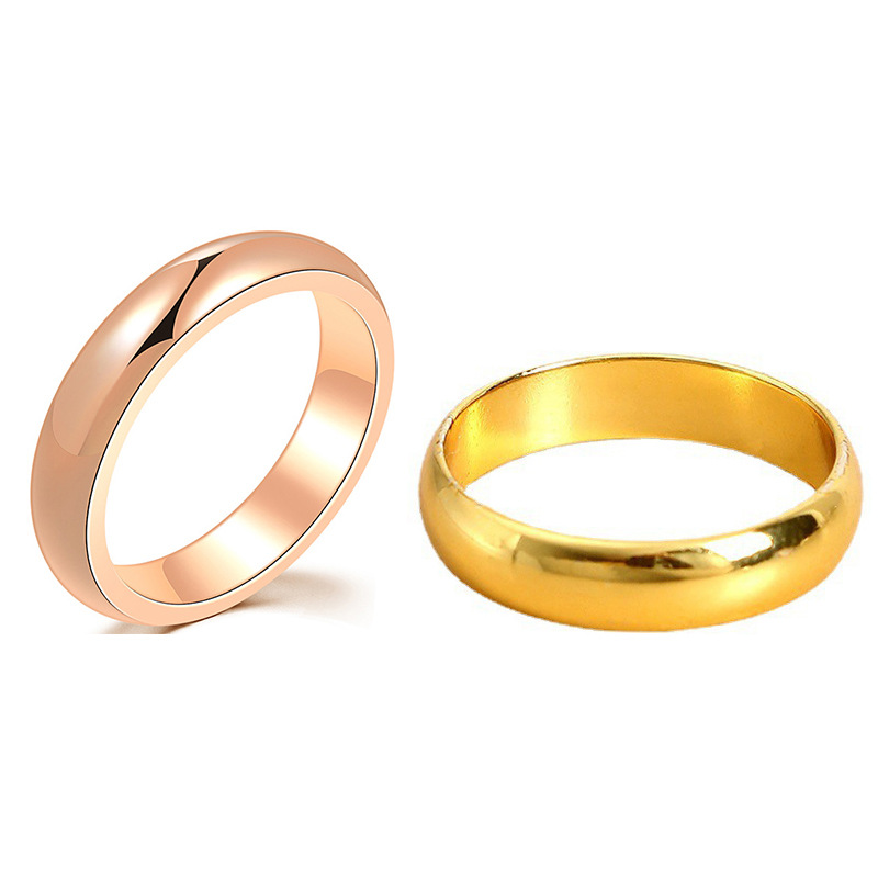 New Baiyi glossy ring men's and women's engagement couple's ring golden aperture minority design finger ring factory outlet