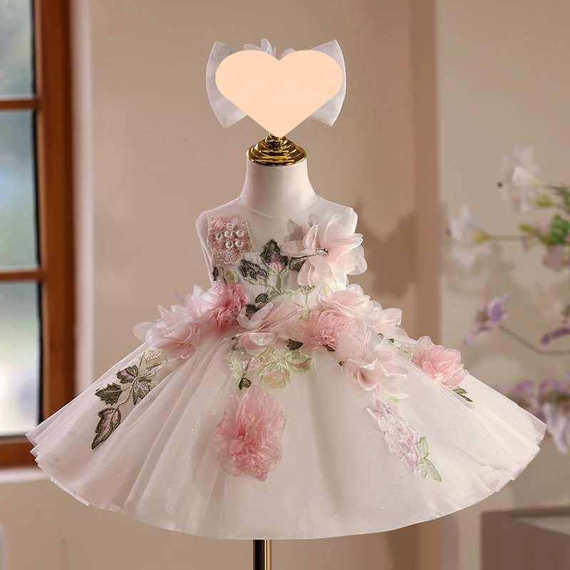 Нарядное французское платье для девочки-цветочка, маленькой ведущей, выступления на фортепиано, 2025 года, новое детское платье принцессы
