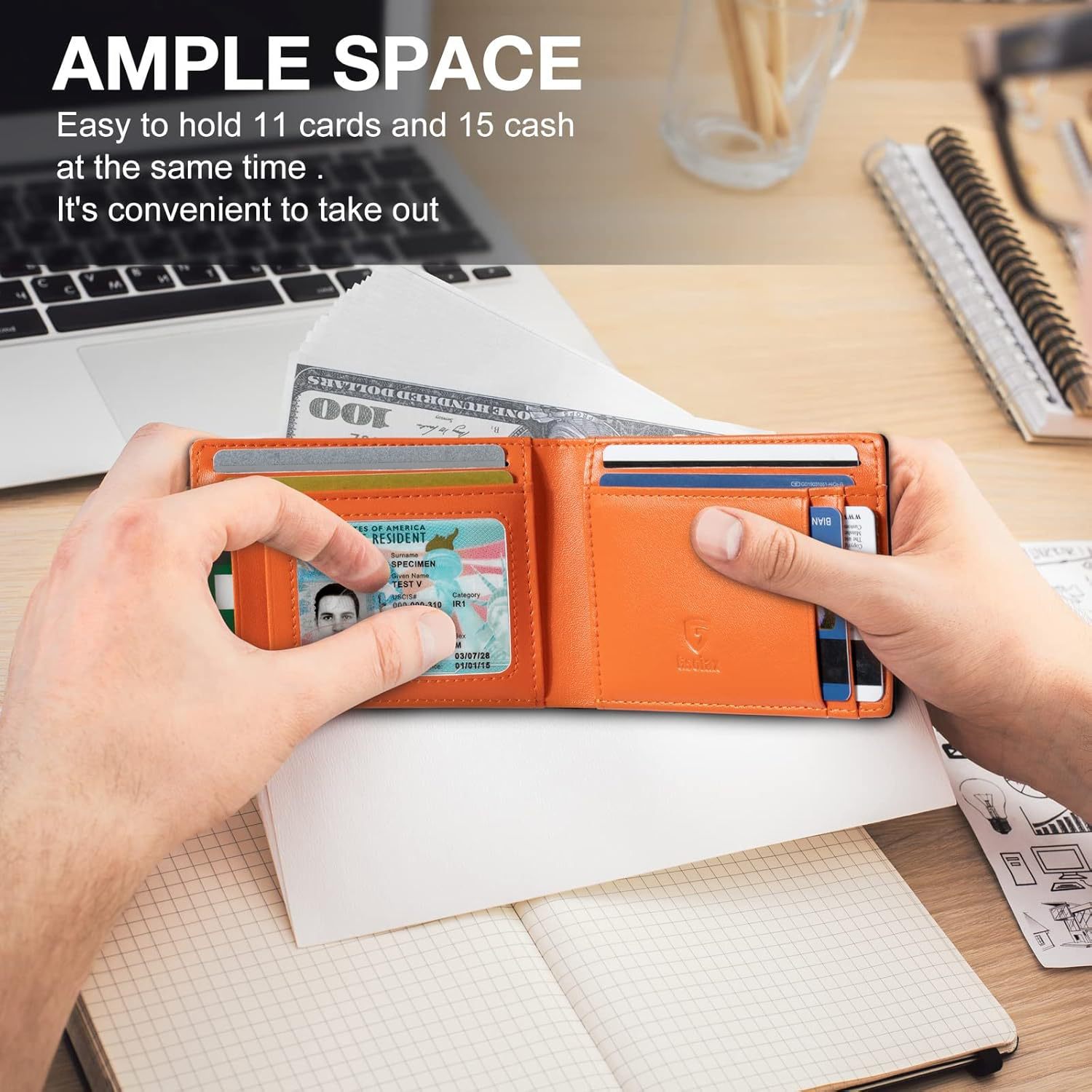 Personalizado Amazon doble plegable ultra-movimiento cartera para hombres multi-tarjeta antirrobo cepillo cartera de cuero cartera de negocios corta