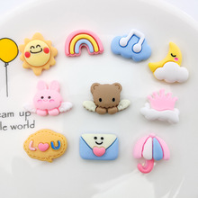 卡通云朵彩虹小兔 信封diy发饰冰箱贴洞洞鞋奶油胶手机壳饰品材料