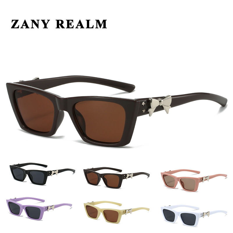 24 nuevas gafas de sol coreanas negras delgadas y de alta gama Y2 con lazo K gafas de sol Douyin Red anti-ultravioleta