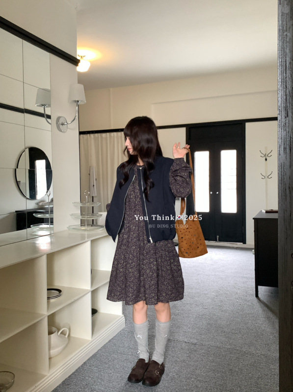 【You Think】十三行时尚复古碎花宽松系带甜美百搭连衣裙YT1067|undefined