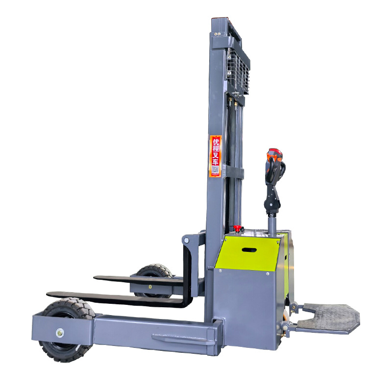 Apilador todoterreno de 2 toneladas para exteriores, plataforma elevada de carga y descarga, montacargas eléctrico hidráulico de tipo vertical.
