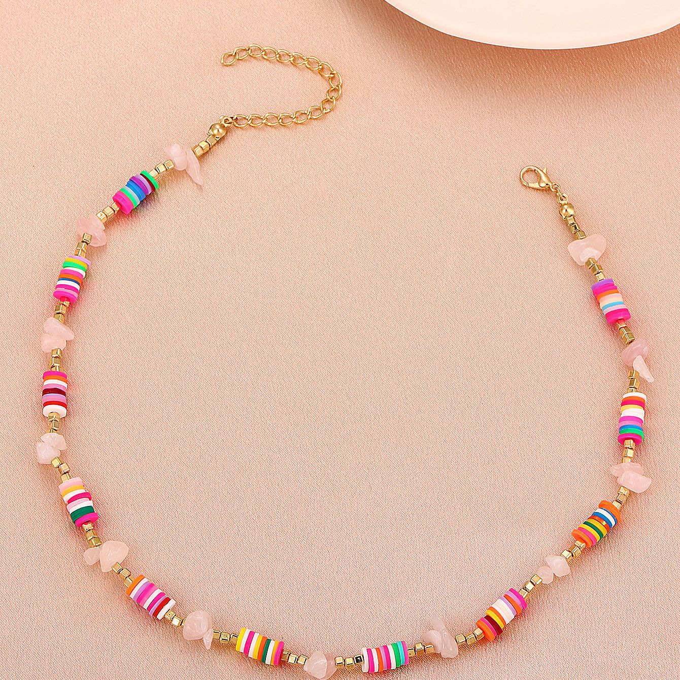Bohemian Beaded Necklace And Ethnic Clay Bracelet Set_voghion.com
