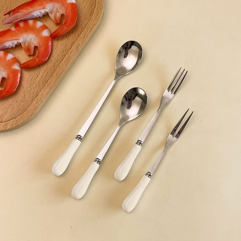 Stainless Steel Stirring Spoon With Ceramic Handle For Coffee_voghion.com