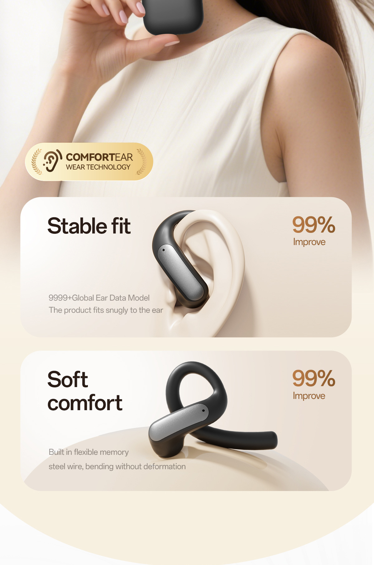 OWS New Model M140 HIFI High-Quality Ear-Hook Wireless Bluetooth Noise Cancelling_voghion.com