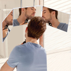 Amazon best-selling hairdressing mirror LED three-sided foldable mirror telescopic hanging three-fold mirror hair rearview mirror shaving mirror