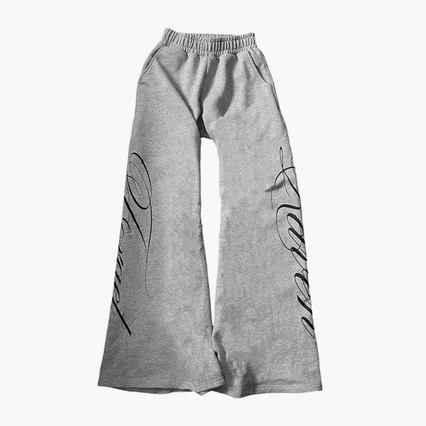 Y2K Women's Casual Fashion Street Style Letter Side Pattern Printed Jogging Elastic Waist Straight-Leg Pants Wide Leg Long