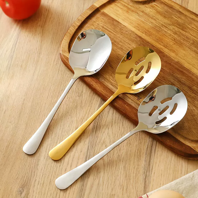 304不锈钢分菜勺长柄大号酒店公用菜勺子公用更自助餐勺家用大勺