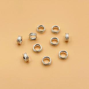 925 sterling silver tire pattern closed ring irregular round connector diy rope bracelet necklace silver accessories