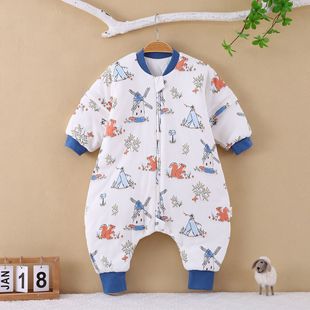 [Strictly Selected] Sleeping Bag Autumn Children's Split-Leg Dirty-Proof One-Piece Pajamas Air-Conditioned Clothes Anti-Jumping Removable Sleeves Anti-Kick Quilt