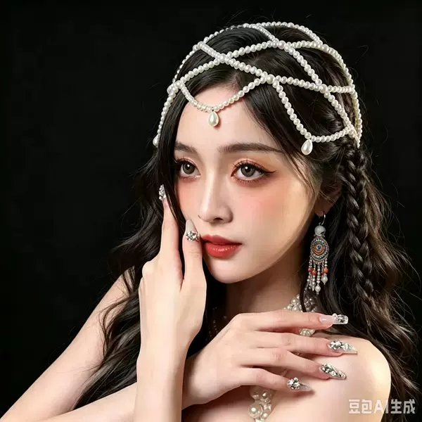 Original, handcrafted, imitation pearl mesh beaded headpiece, perfect for festive occasions, bridal wedding hairstyles, and cross-border sales