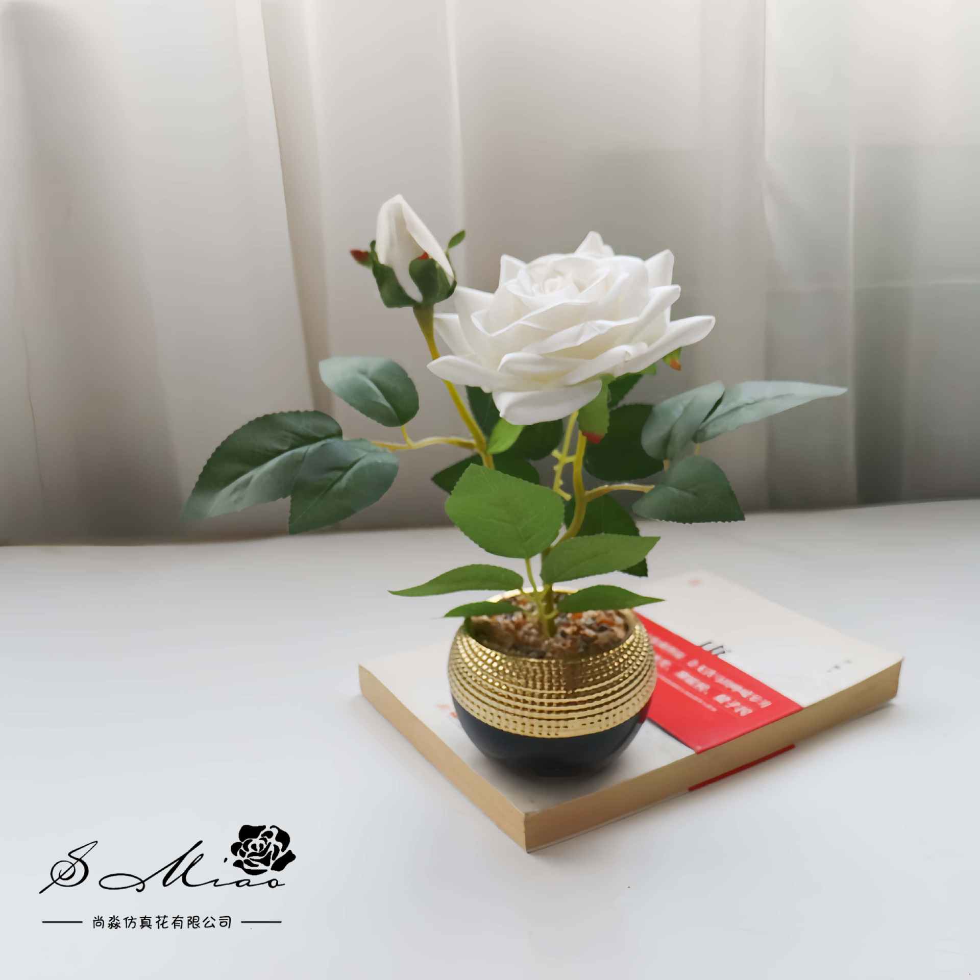 Flores falsas bonsái de rosas de alta gama de estilo europeo simulación de flores de moda decoración creativa decoración de plantas verdes artificiales simulación de macetas image 16