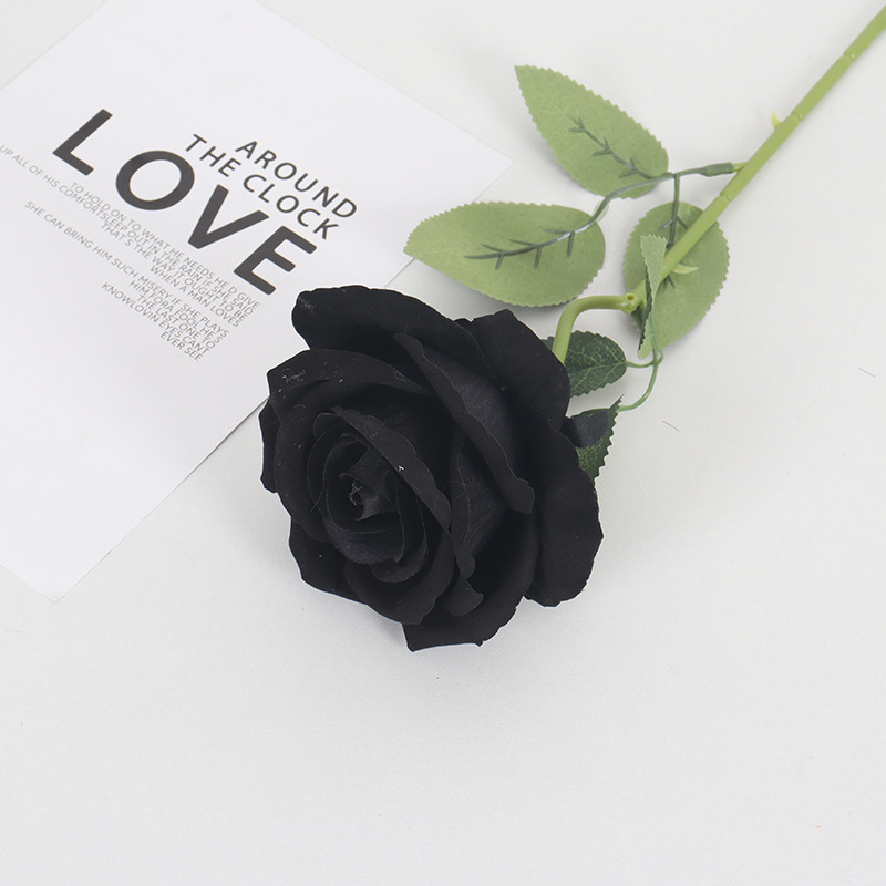 Rosa de simulación negra Rosa Halloween Festival de fantasmas Horror Estilo gótico Serie oscura Decoración Flor falsa
