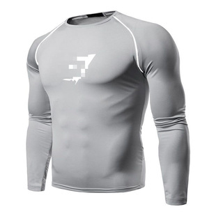 Men's Fitness Clothes Autumn and Winter Fitness Long-sleeved Men's Quick-drying Elastic Training Men's Sportswear Long-sleeved Sweat-wicking Base Shirt