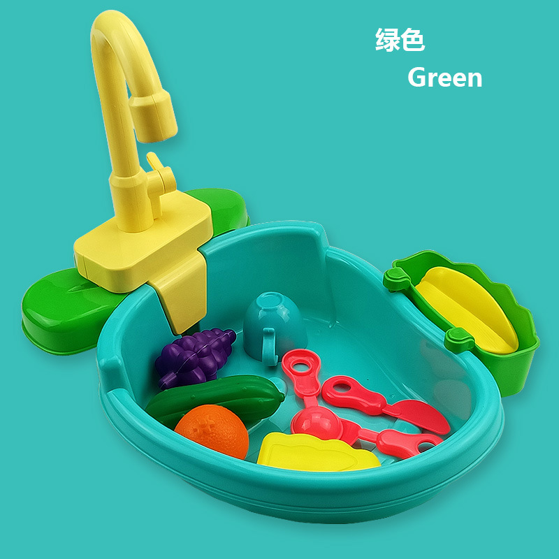 Casa de juegos para niños de agua eléctrica lavabo juguete vegetal lavabo niños y niñas educación temprana ejercicio lavavajillas