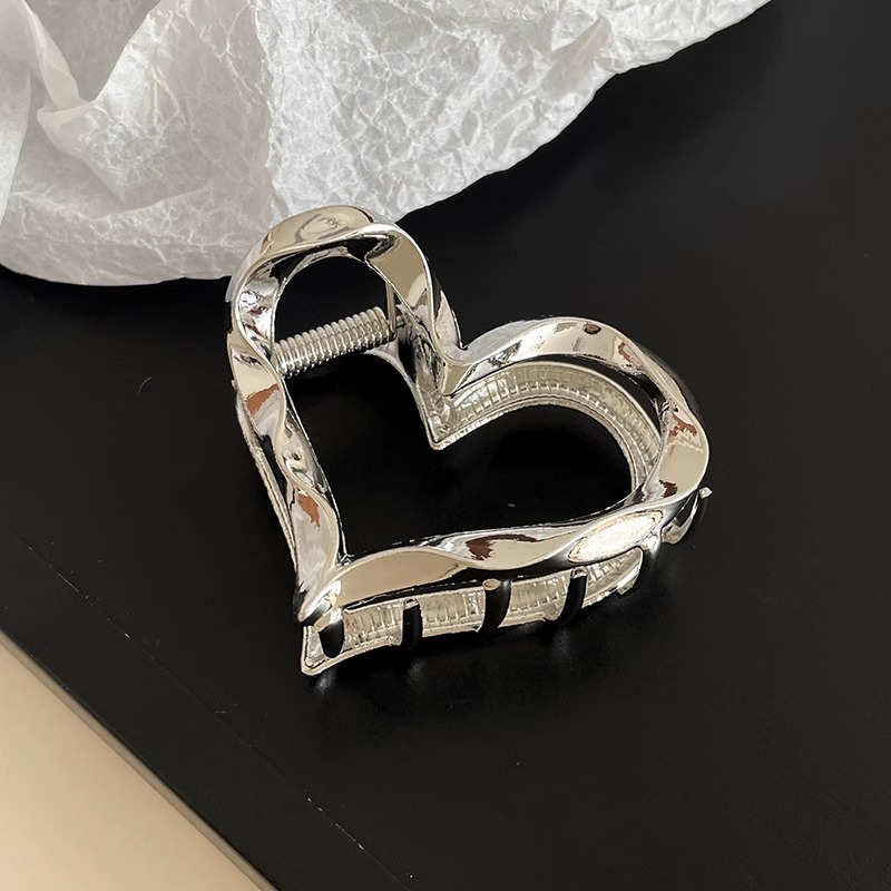 Golden en forma de corazón alta Cola de Caballo clip fijo horquilla trasera de las mujeres exquisita horquilla clip de gama alta tocado de gama alta