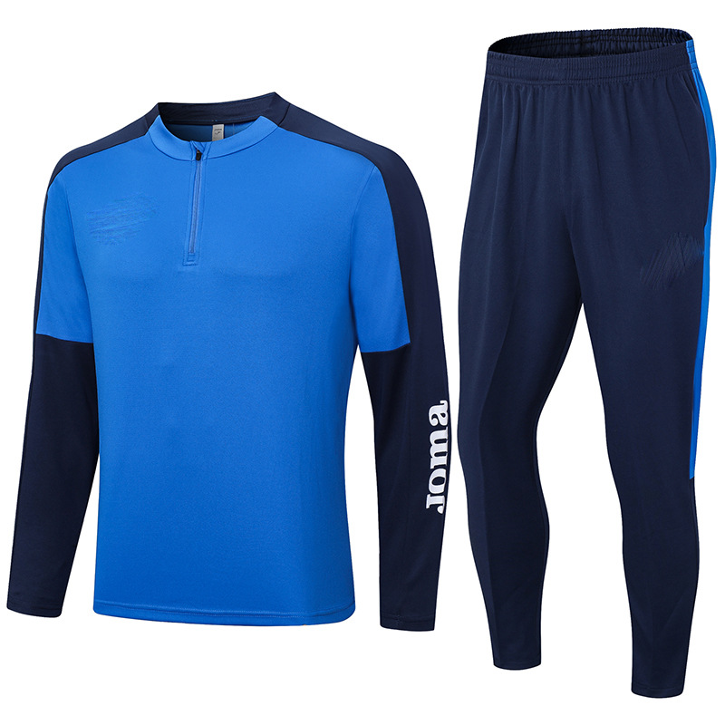 Pantaloni da calcio a maniche lunghe con mezza cerniera liscia per le partite autunnali invernali, maglia della squadra, tuta da allenamento fitness e_voghion.com