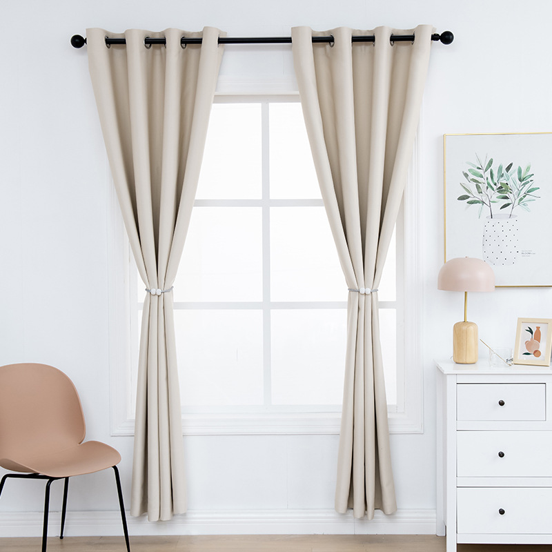 Transfronterizo acabado cortina de estilo europeo sala de estar dormitorio color sólido sombreado cortina de piso fábrica directa una entrega al por mayor