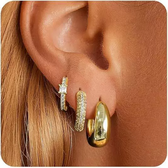 European and American Cross-Border New Thick Open C Earrings Brass Gold-Plated Cartilage Earrings Women's Niche High-End Accessible Luxury Earrings