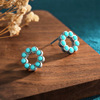 Retro turquoise fashionable earrings, jewelry, boho style