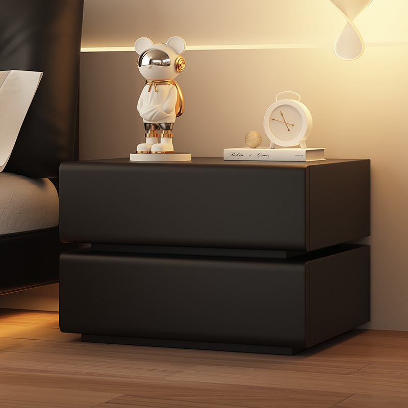 Cream-style bedside table, small size, 2024 new design&mdash;creative, modern, minimalist, for home use, featuring a floating, solid-wood storage cabinet in the bedroom.