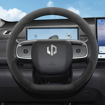 C10/C16 steering wheel cover, made, Steering wheel cover - leapmotor-d-type-black-ultra-thin-full-suede-model-leapmotor-c16-universal