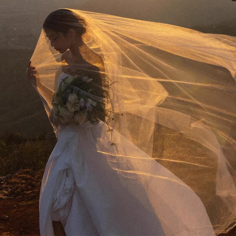 Bridal Veil, Wedding Dress, High-End Korean-Style Plain Veil, Studio Styling Photo Props, Super Fairy-Like Wedding Head Covering, High-Definition and Transparent