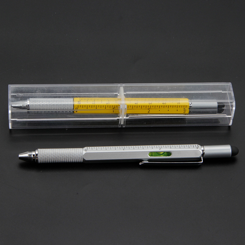 Cruz-frontera metal escala creativa regla pantalla táctil nivel Destornillador hexagonal 6-en-1 herramienta multifuncional pluma