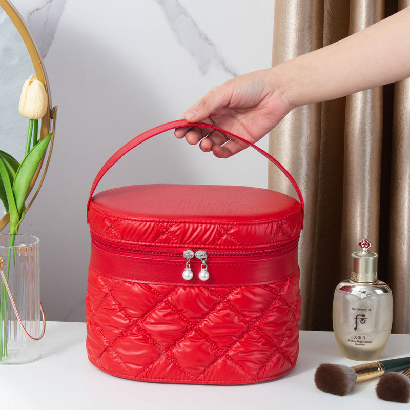 2025 nuevo estuche de cosméticos de gran capacidad, maleta de burbujas de cuero de pu, caja de almacenamiento de herramientas de belleza portátil de alto valor