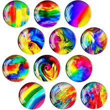 跨境创意新款炫彩条纹几何旋转图案 时光宝石玻璃贴片软磁冰箱贴