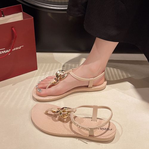 Women's Summer Fashion Roman Style Open-Toe Breathable Sandals with Toe Clips, Casual Flat Shoes for Outdoor Wear