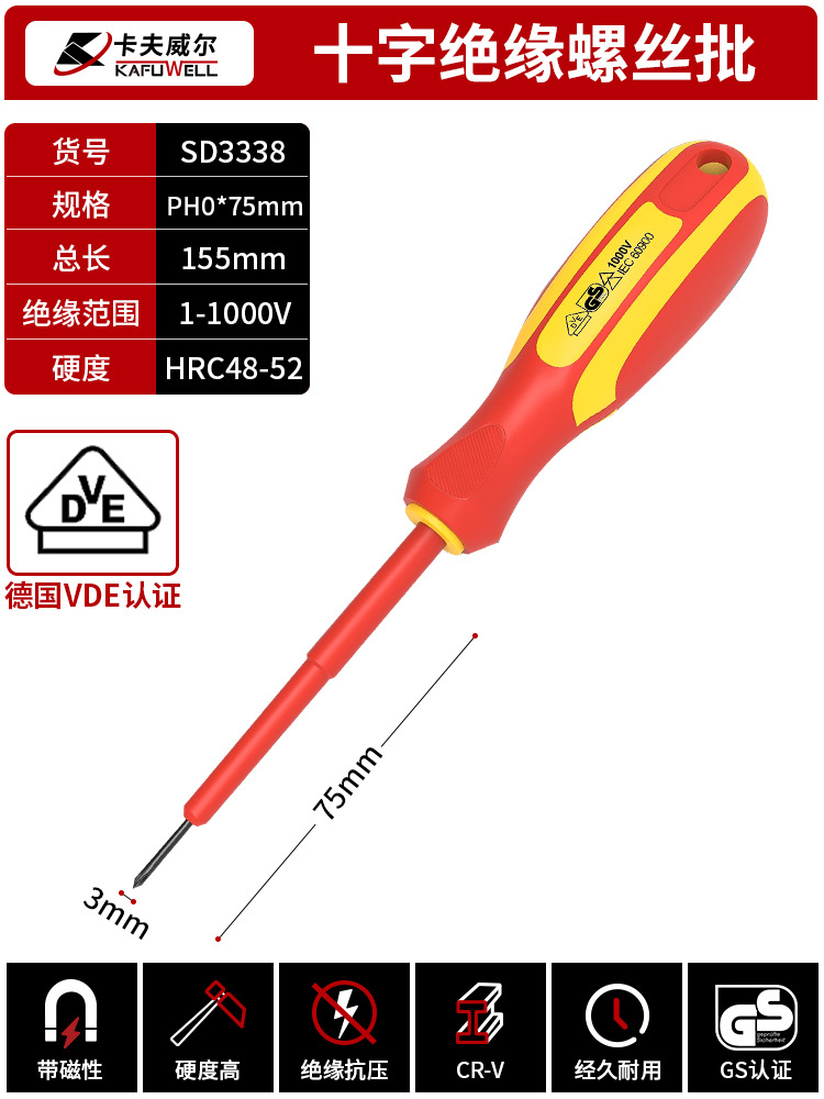 Cavewell conjunto de herramientas de aislamiento VDE 1000V resistente a alto voltaje pinzas eléctricas pinzas de alambre pinzas de punta
