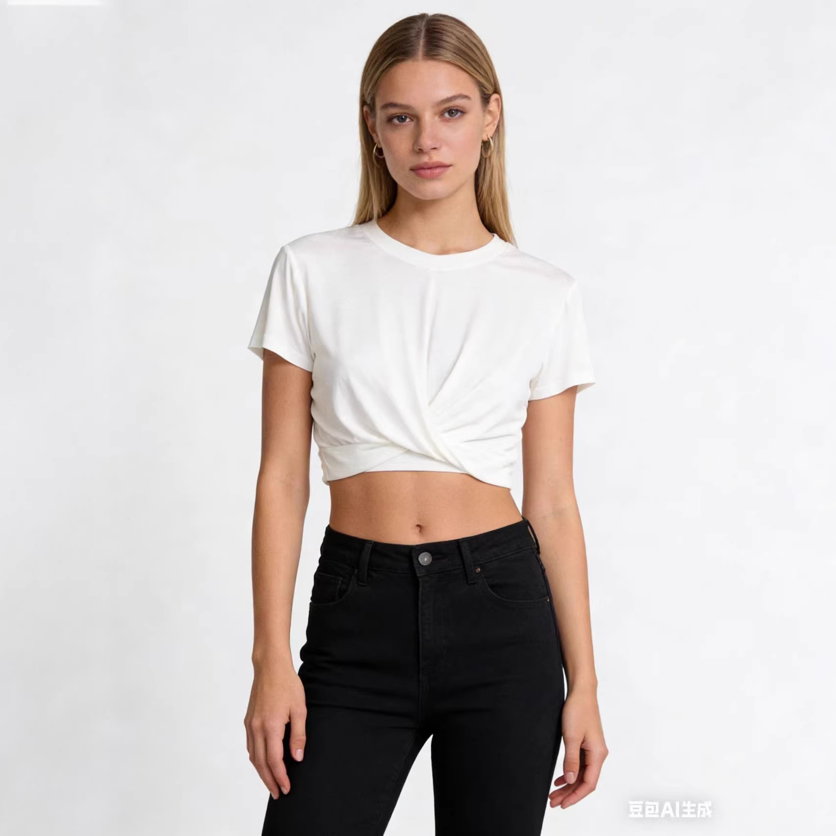 short summer thin solid color fitted T-shirt